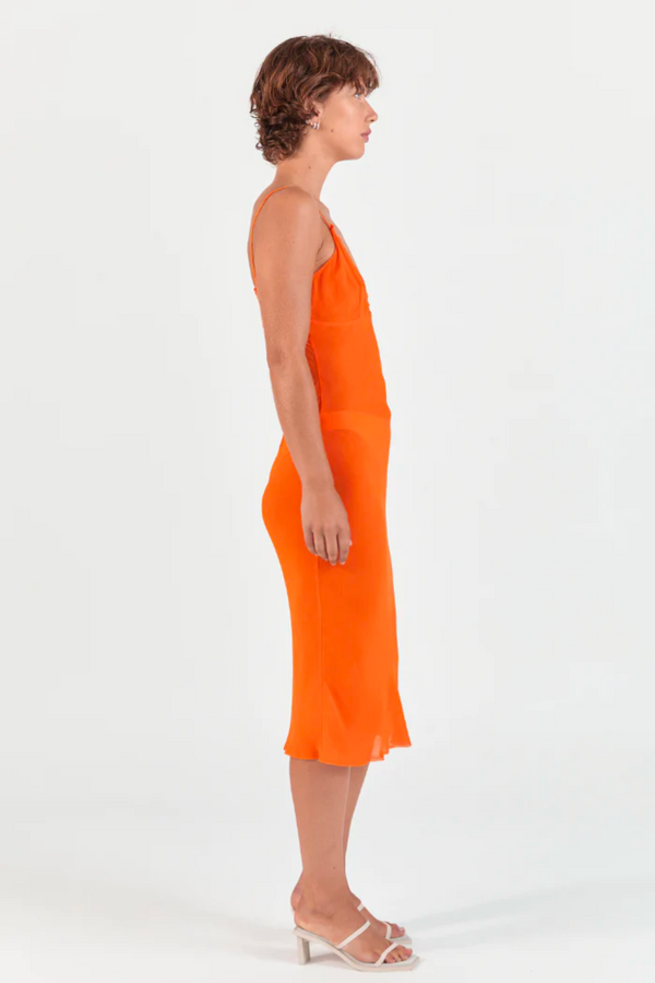 Ziah Raw Edge Slip Dress - Orange