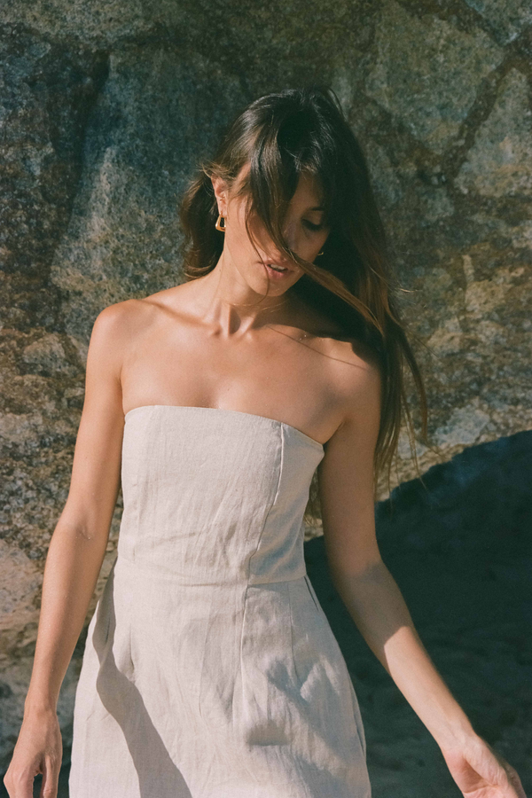ÉSS Strapless Linen Dress - Natural