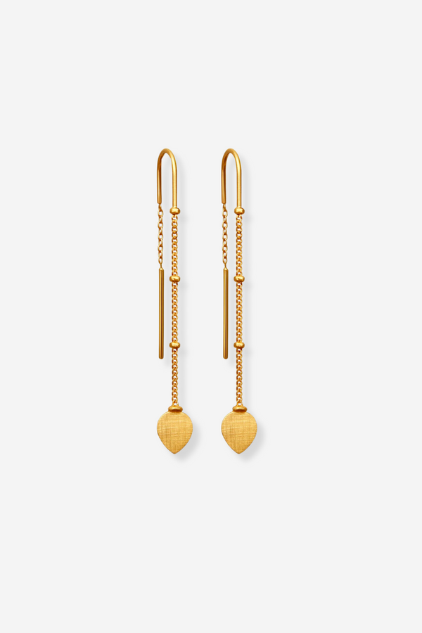 Temple Of The Sun Hanging Lotus Earrings - Gold
