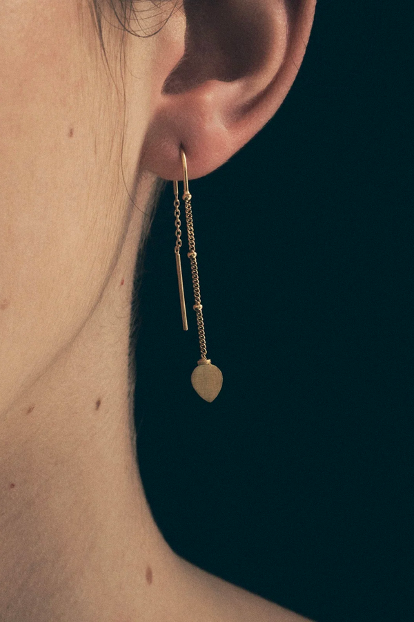 Temple Of The Sun Hanging Lotus Earrings - Gold