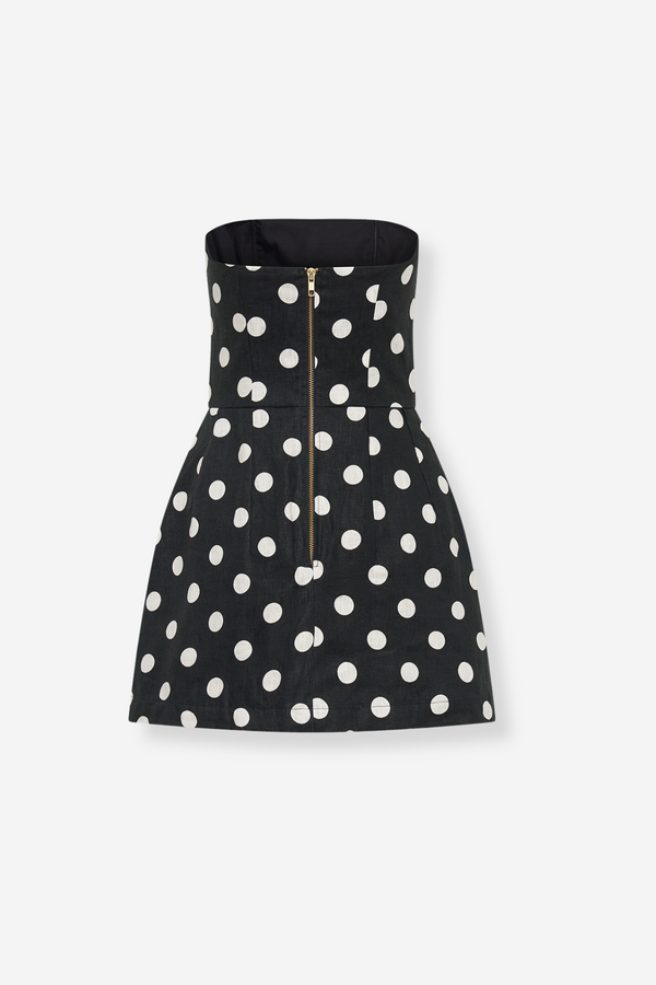 ÉSS Strapless Linen Mini Dress - Polkadot