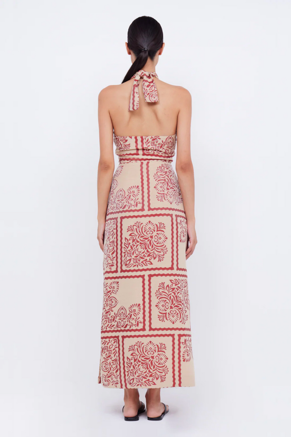 Bec & Bridge Palm Bliss Halter Maxi Dress - Sahara Jacquard
