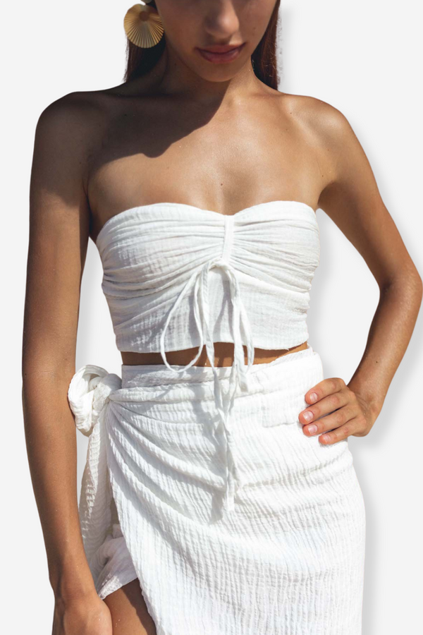 ÉSS Meghan Crop Top - Crinkle Cream