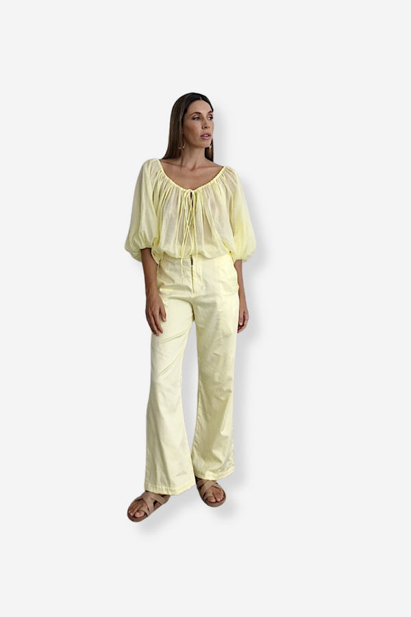 ÉSS Tayla High Waisted Pant - Lemon