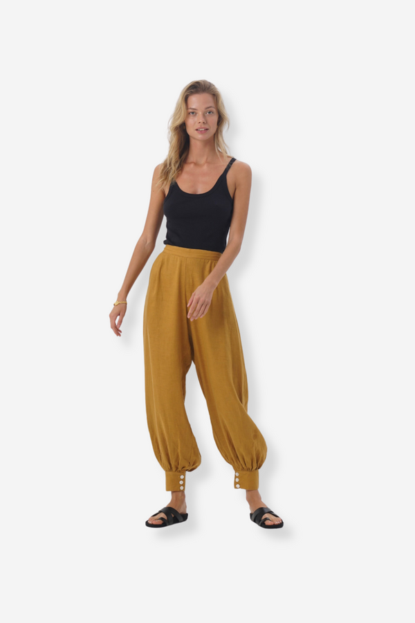 ÉSS Harriet High Waisted Linen Pant - Marigold