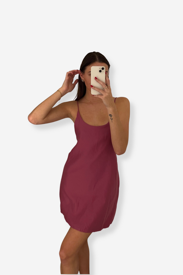 ÉSS Issie Tie Silk Mini Dress - Magenta