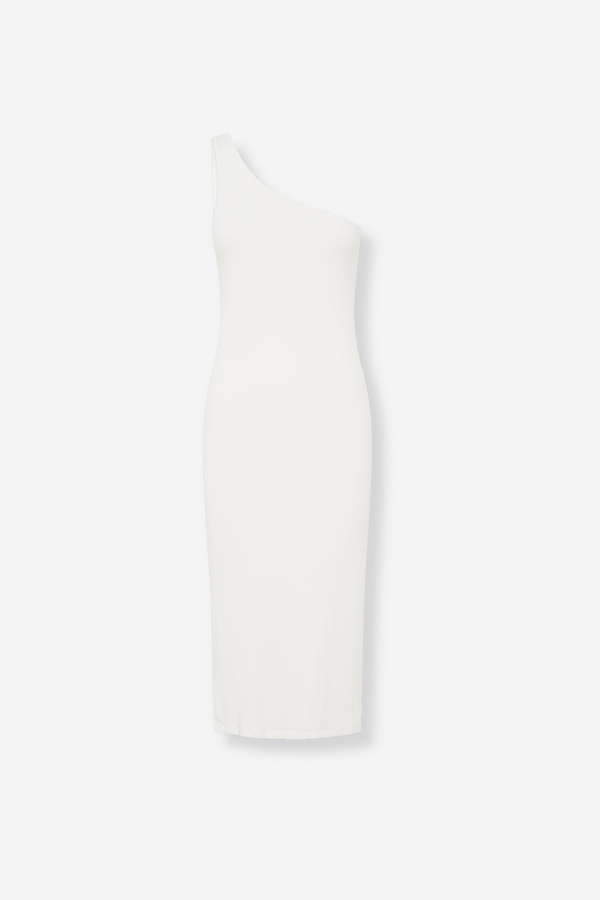 ÉSS Kai One Shoulder Ribbed Midi Dress - White