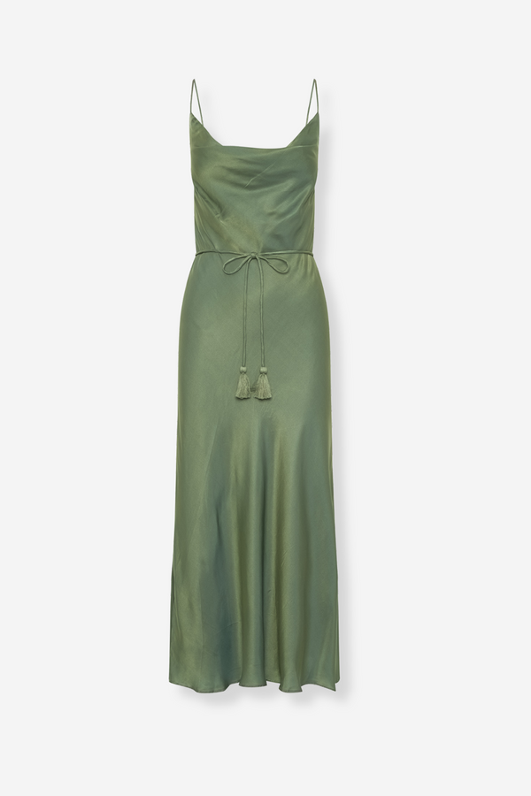 ÉSS Silk Tia Cowl Neck Midi Dress - Sage