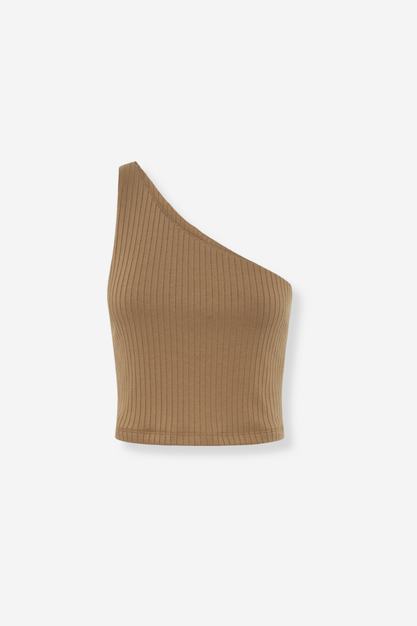 ÉSS Kai One Shoulder Ribbed Tank - Bronze