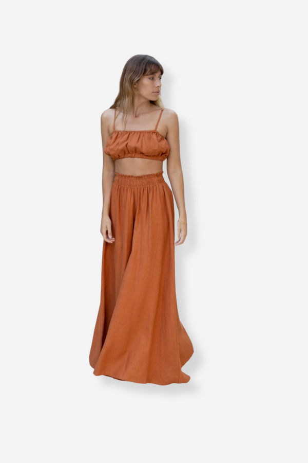 ÉSS Linen Carmen Bustier Top - Rust