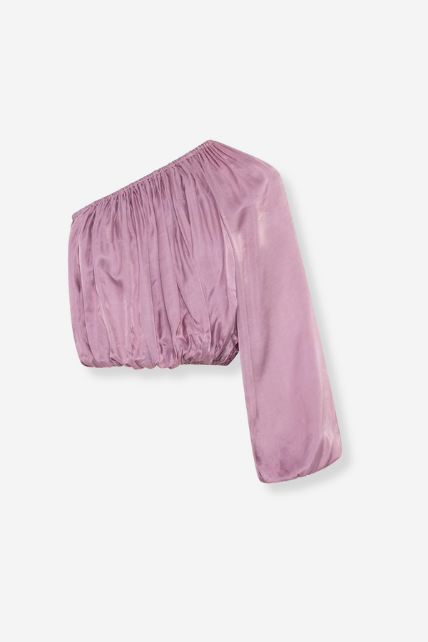 ÉSS Maya Silk One Shoulder Top - Plum