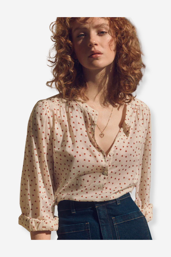 Marie Louise De Monterey Je T'aime Blouse - Red
