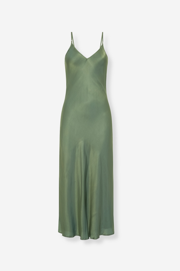 ÉSS Olive Silk Midi Dress - Sage