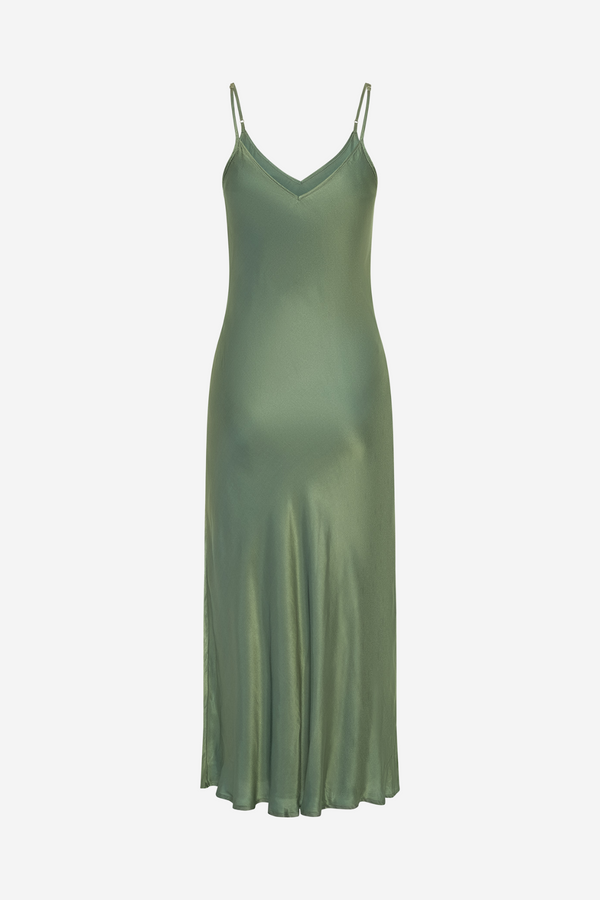 ÉSS Olive Silk Midi Dress - Sage