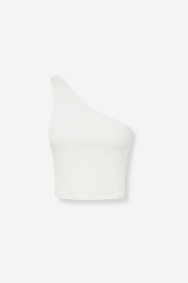 ÉSS Kai One Shoulder Ribbed Tank - White
