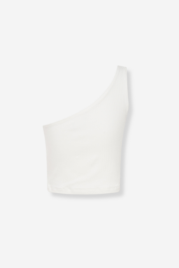 ÉSS Kai One Shoulder Ribbed Tank - White