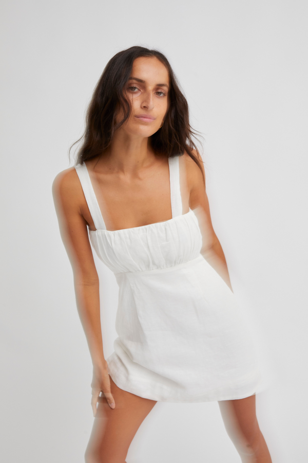 ÉSS Mika Pleated Mini Dress - White