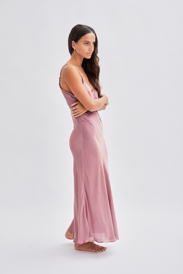 ÉSS Olive Silk Midi Dress - Plum