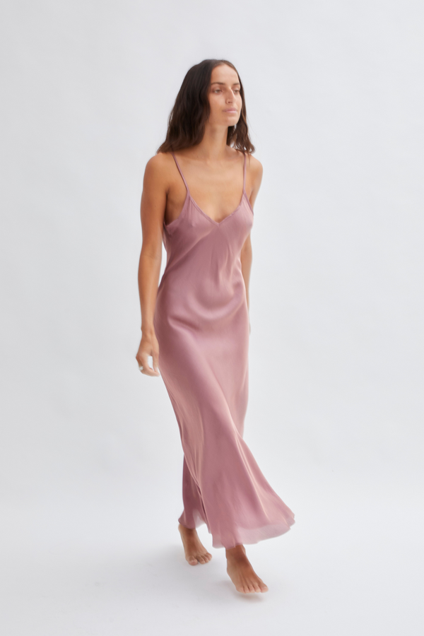 ÉSS Olive Silk Midi Dress - Plum
