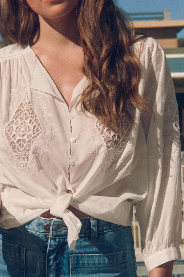 Marie Louise De Monterey Cercle Au Crochet Blouse - Chalk