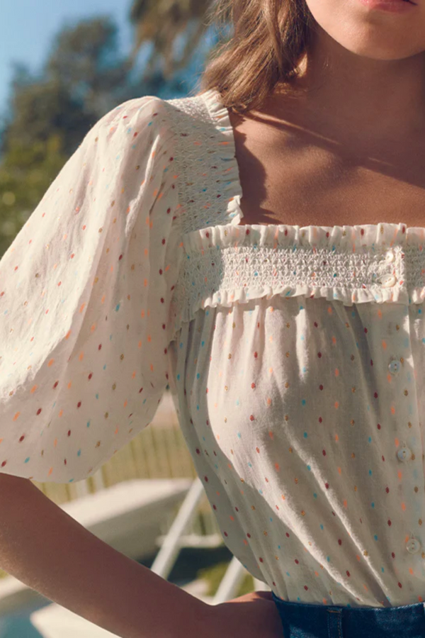 Marie Louise De Monterey Marianne Blouse - Ecru & Multi Dot