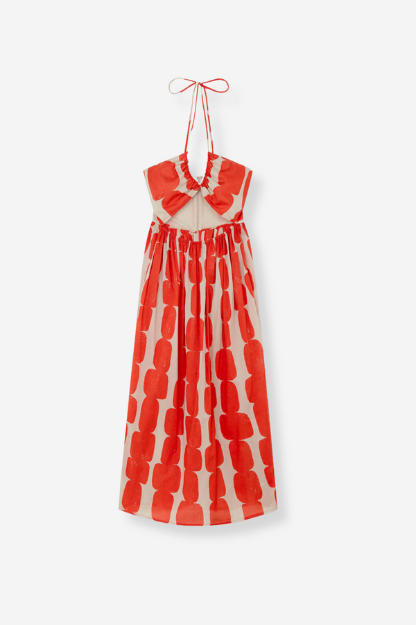 Zulu & Zephyr Block Organic Cotton Halter Dress - Red