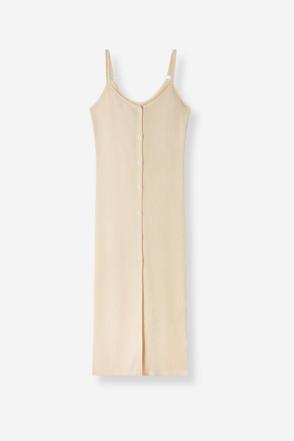 Zulu & Zephyr Knitted Organic Cotton Blend Dress - Bone