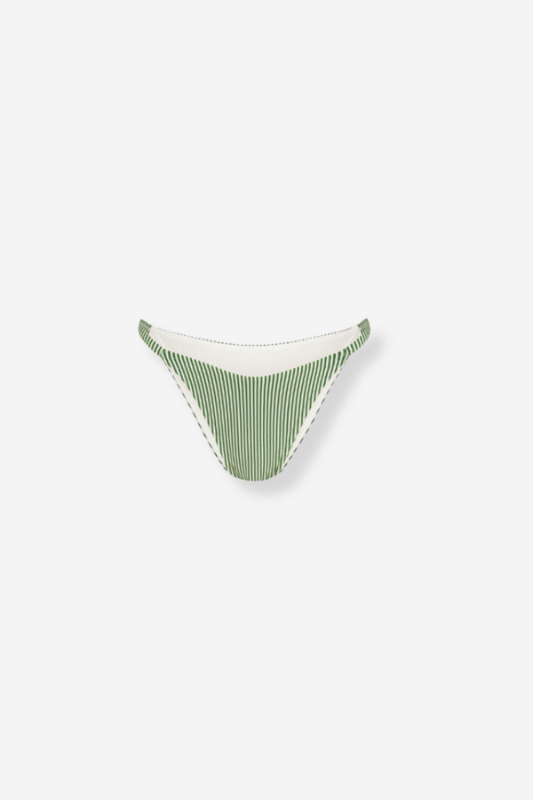 Zulu & Zephyr Stripe Curved String Brief - Green  Stripe