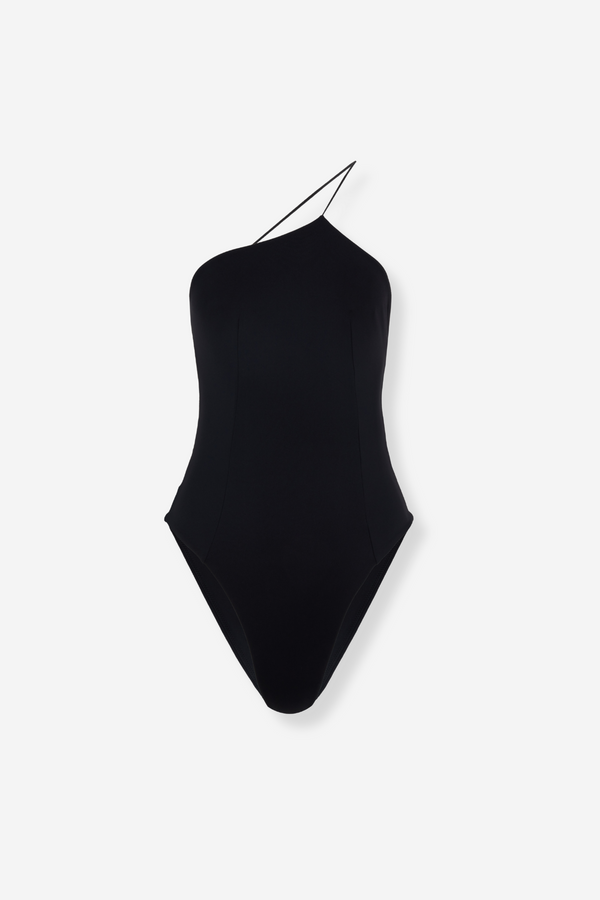 Ziah Fine Strap Asymmetric One Piece - Black