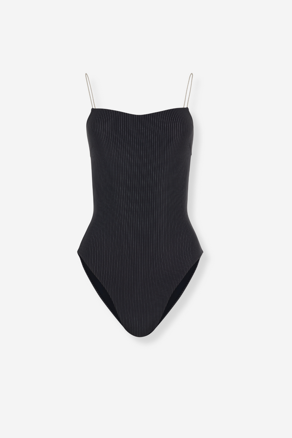 Ziah Fine Strap One Piece - Pinstripe