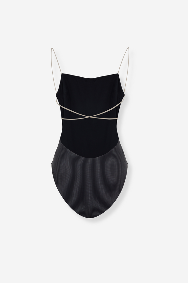 Ziah Fine Strap One Piece - Pinstripe