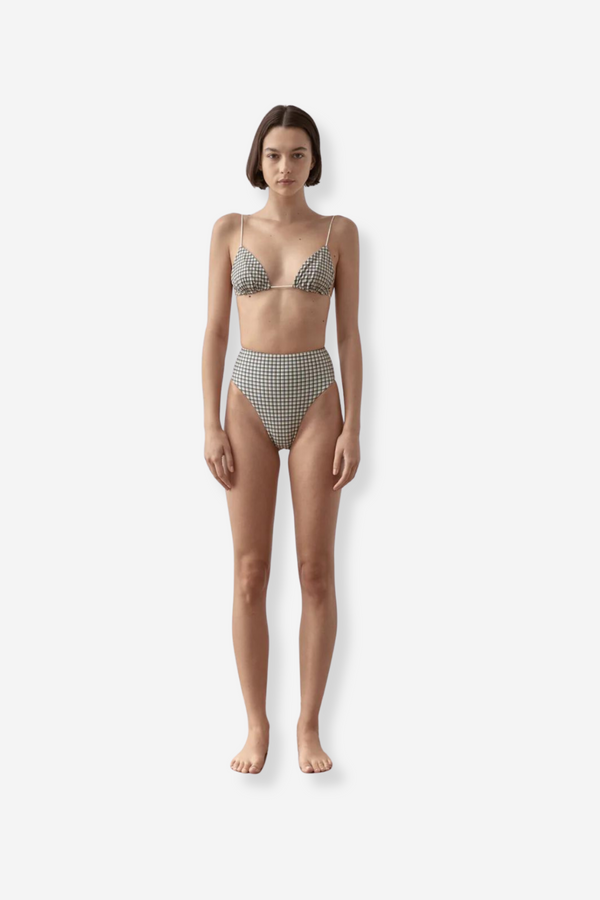 Ziah Fine Strap Triangle Top - Check