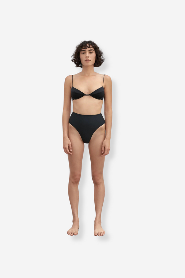 Ziah Fine Strap Almond Top - Black