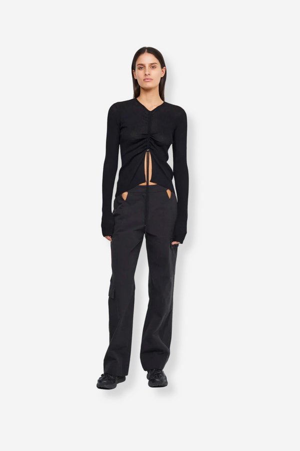 Bec & Bridge Leigh Drawchord Knit Top - Black