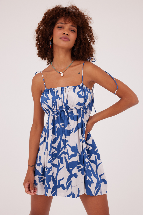 ÉSS Lula Cotton Cami Mini Dress - Cobalt Floral