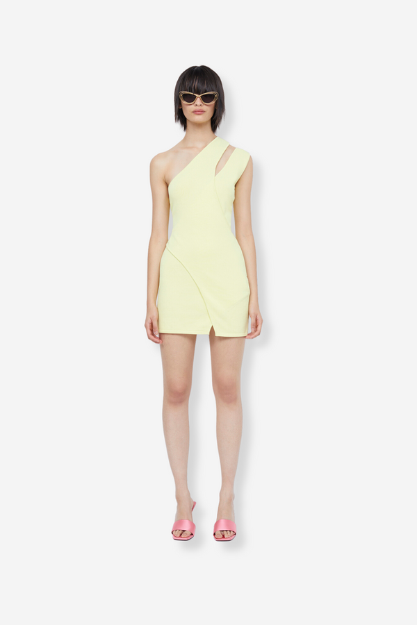 Bec & Bridge Mira Asym Knit Mini Dress - Citron