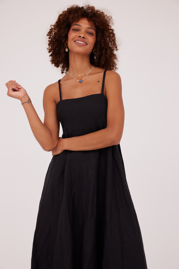 ÉSS Romi Linen Maxi Dress - Black