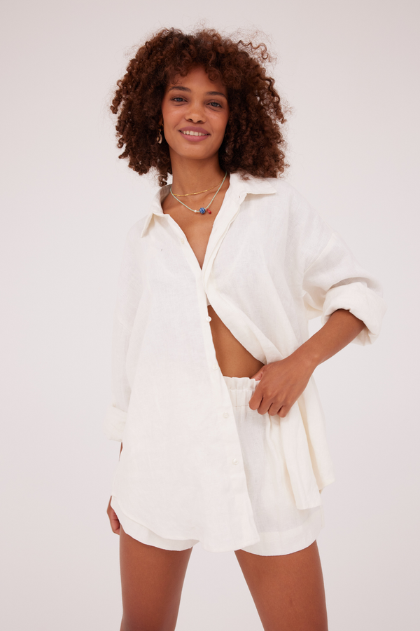 ÉSS Terrina Oversized Linen Shirt - Ivory