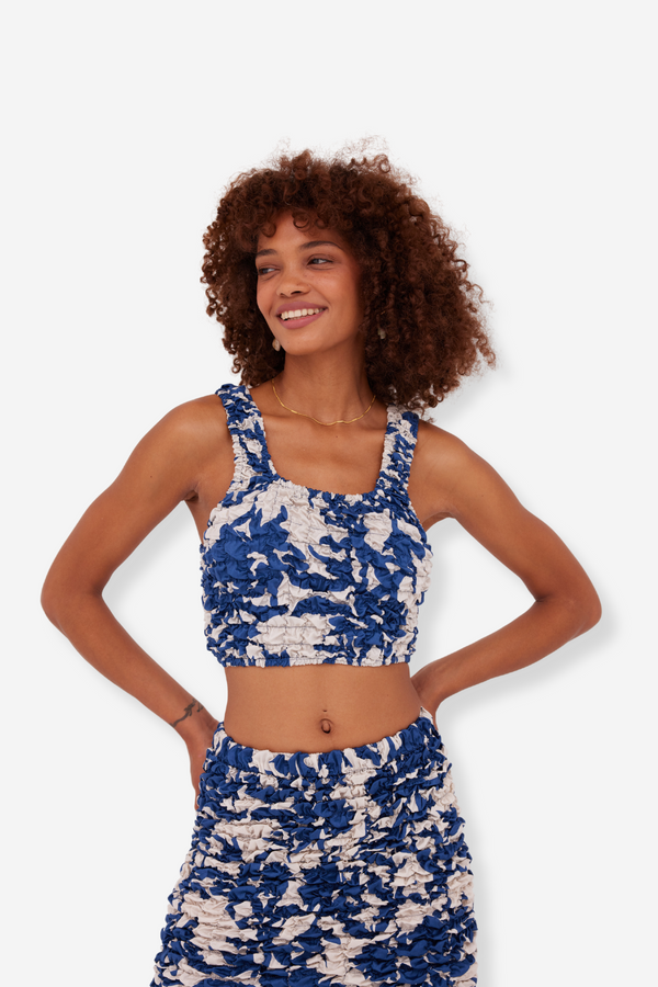 ÉSS The Mia Elastic Crop - Cobalt Floral