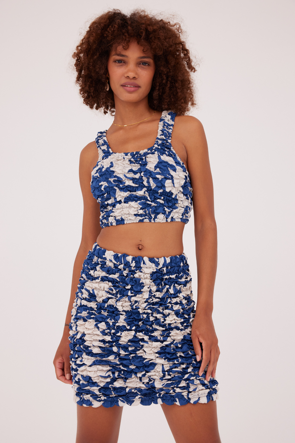 ÉSS Mia Elastic Mini Skirt - Cobalt Floral