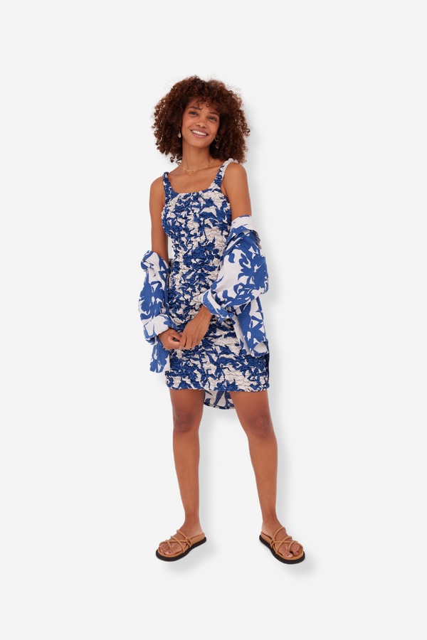 ÉSS Mia Elastic Mini Dress - Cobalt Floral
