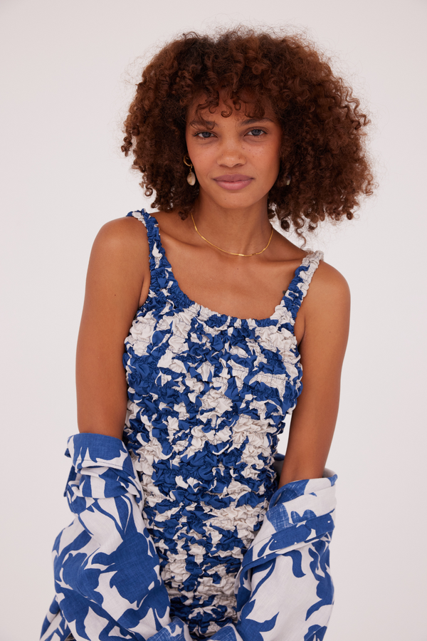 ÉSS Mia Elastic Mini Dress - Cobalt Floral