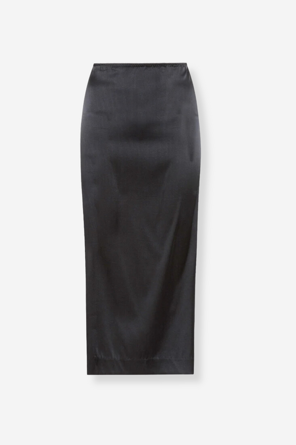 St. Agni Soft Silk Midi Skirt - Washed Black