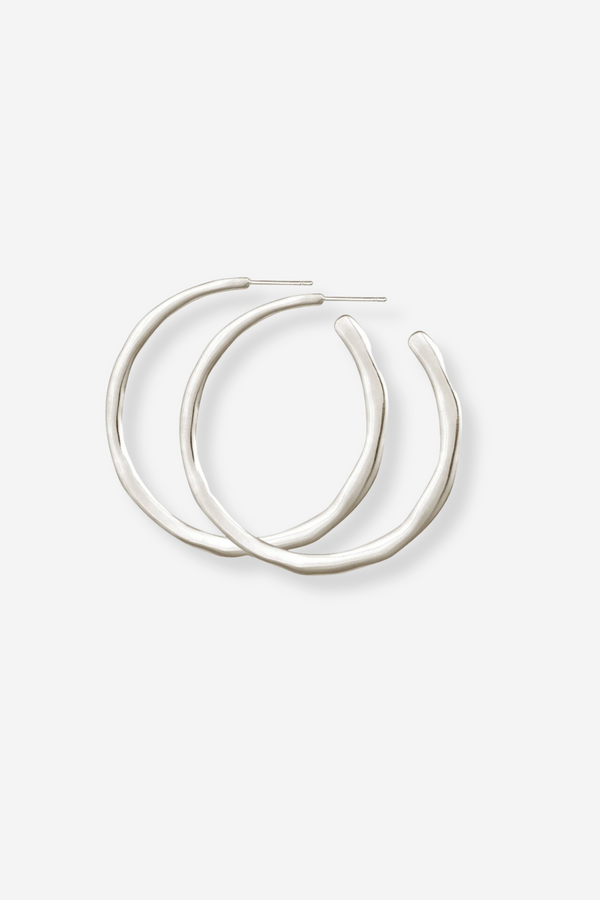 Temple of the Sun Circle Large Hoop Earrings - Silver