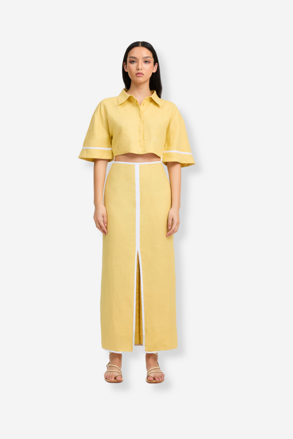 Roame Pendry Crop Shirt - Butter/Optical White