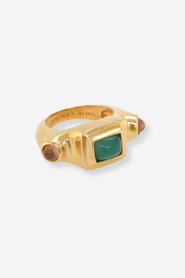 Cleopatra's Bling Chloe Ring with Agate - 18k Gold Plated