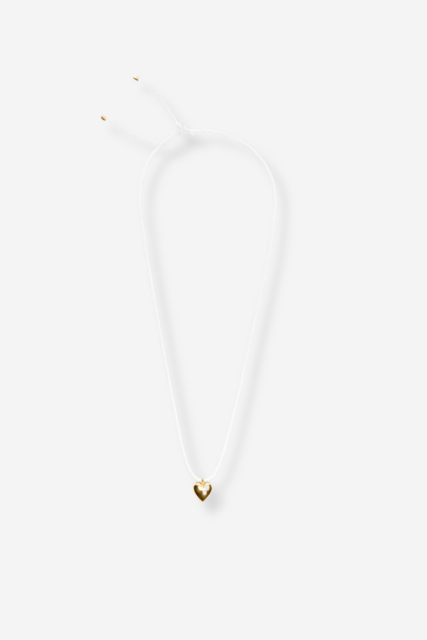 Flash Jewellery 14k Plated Brass Heart On A String Necklace - White