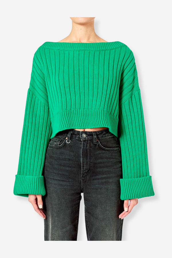 Neuw Denim Cooper Crop Knit - Fern Green