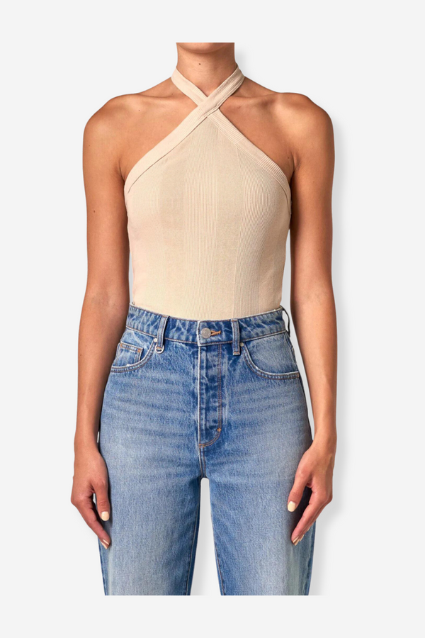 Neuw Denim Frenchie Halter Top - Bleached Sand