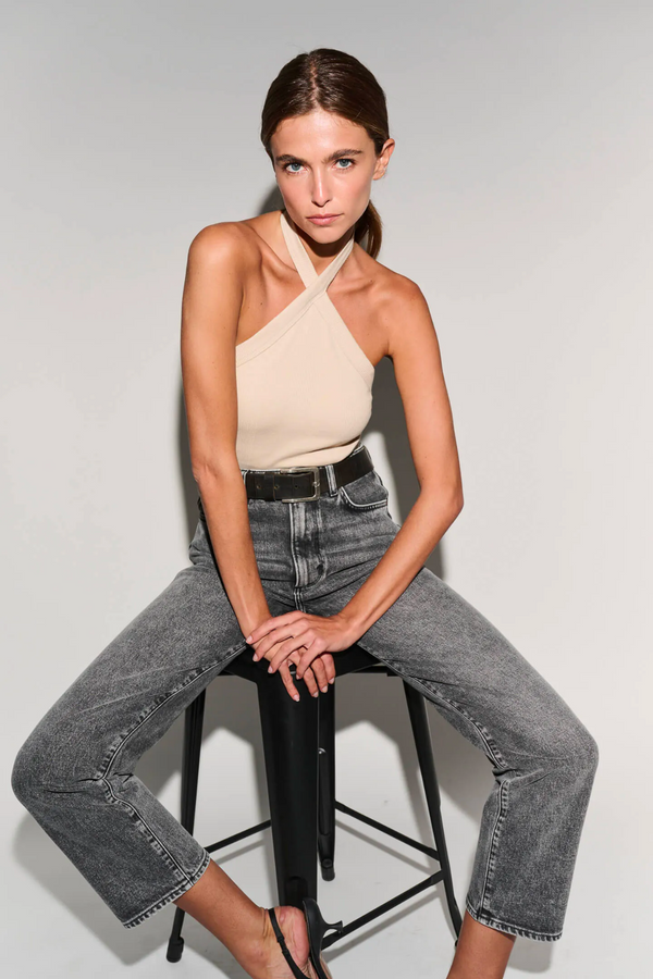 Neuw Denim Frenchie Halter Top - Bleached Sand
